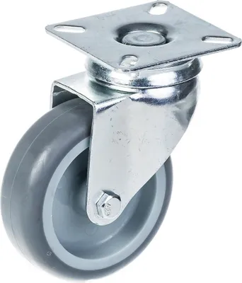 Produktbild von 75mm-Lenkrolle mit grauem TPR-Gummi auf Polypropylen-Mittelrad