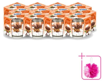 Immagine prodotto di 12 candele profumate "At Home Scents", fragranza sandalo e gelsomino, peso 70 g ciascuna - confezione risparmio - 12 pezzi
