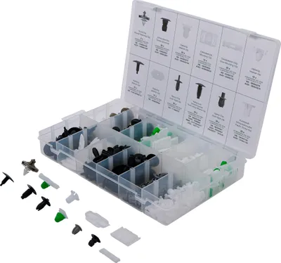Imagen del producto de BGS 8129: Juego de clips de sujeción para vehículos Volkswagen, 255 piezas.