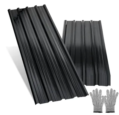 Produktbild von Vigevee 12 Stück Dachblech Trapezblech Profilblech Platten aus Metall, inkl. schnittfester Handschuhe, 129x46 cm, 0,25 mm, 7 m², Anthrazit