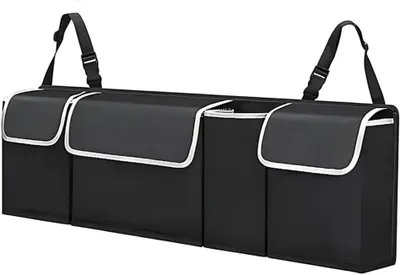 Zdjęcie produktu dla Organizer do bagażnika - torba do samochodu - utrzymuj porządek w samochodzie - składana, wodoodporna - długość 90 cm - czarna