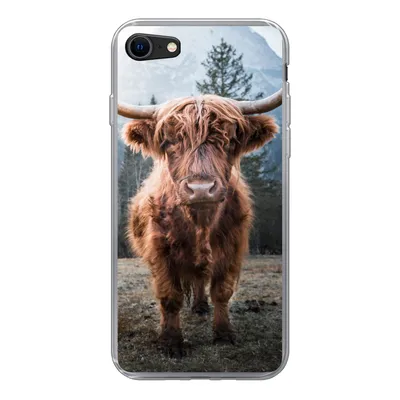 Produktbild von MuchoWow® Handyhülle Schutzhülle Hülle für iPhone SE 2020 Schottischer Highlander - Berg - Tier Silikon Softcase Handy Hülle - Kartenbesitzer