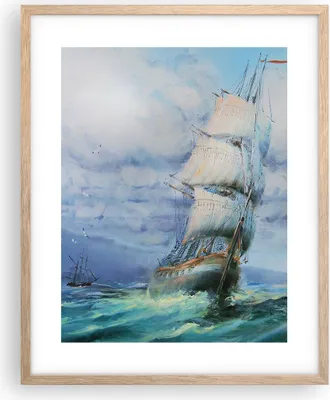 Produktbild von Gerahmtes Poster - Rahmen in heller Eiche - Meer Segelschiff - 40x50 cm - Wand Bild - Wanddeko - Wandbilder - Kunstposter - Wandposter - Bilderrahmen - Bilder - Kunstdruck - Wandbild - P2NPA40x50-3782