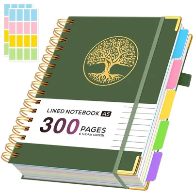 Image de Omgoods - Cahier à spirales format A5 avec intercalaires - 300 pages