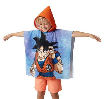 Produktbild von Dragon Ball Z Jungen Poncho Handtuch, Strandtuch, Kapuzenbadetuch, Kinder Schwimmhandtuch