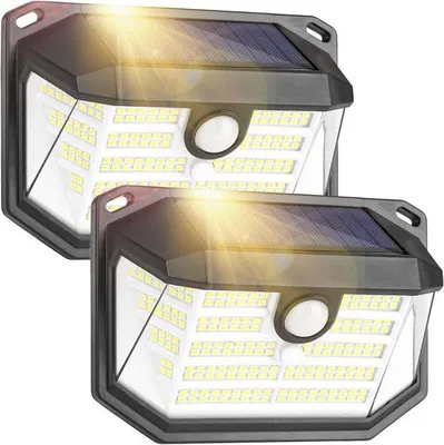 Produktbild von Solar-Strahler mit Bewegungsmelder, 230 LED, 3 Modi, IP65 wasserdicht, Außenleuchte für Garten, Garage, Außen, 2er-Pack