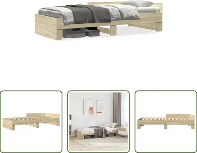 Produktbild von The Living Store Bettgestell Sonoma-Eiche 90x200 cm Holzwerkstoff