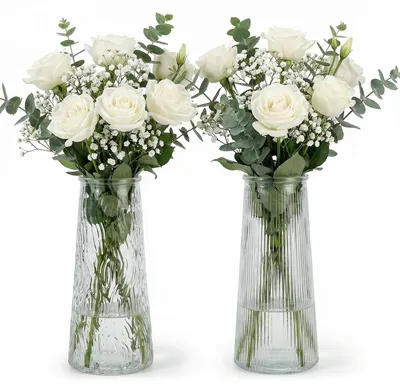 Glasevasen Set 2er-Pack, 20 cm, transparent, Tischdeko