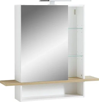 Produktbild von LED-badkamermeubel mit Eichenoptik - 90 x 91 x 25 cm - weiß - mit LED-Beleuchtung