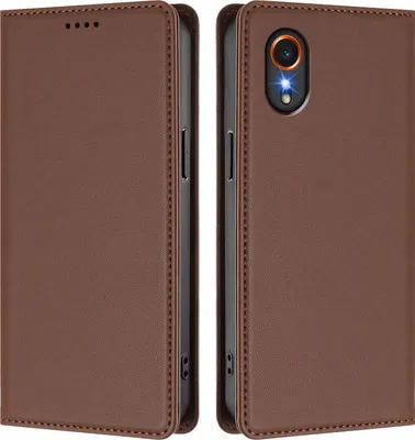 Image de Etui en cuir pour Samsung Galaxy Xcover7, étui magnétique en cuirPolyuréthaneavec support Marron