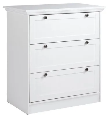 Obrázek produktu pro Komoda LANDWOOD, 3 zásuvky, bílý Imitace, venkovský styl, 80 x 45 x 90 cm