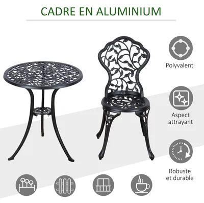 Obrázek produktu pro Sada pro bistro – Sada pro balkon – Zahradní set – Venkovní nábytek – Sada pro 2 osoby – Odolný hliník