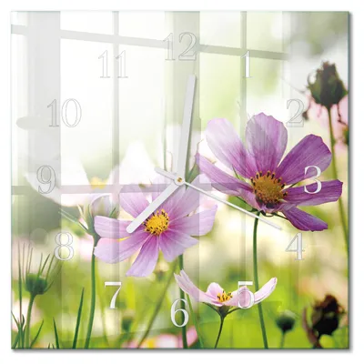 Produktbild von Tulup Glasuhr Wanduhr Küchenuhr Echt-Glas 30x30 cm Modern Dekorativ Geräuschlos Weiße Zeiger - Wiese