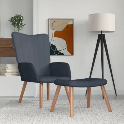 Produktbild von vidaXL Relaxsessel mit Hocker Dunkelgrau Samt