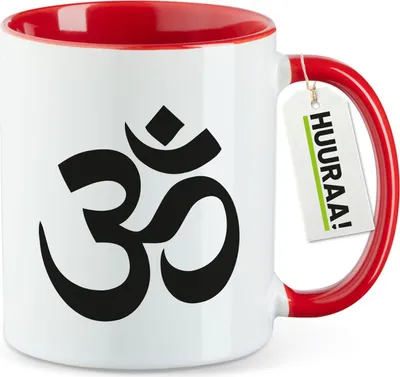 Produktbild von Huuraa Kaffeetasse Om Symbol 330ml Rot Keramik Kaffeebecher Geschenkidee