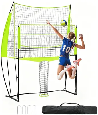 Immagine prodotto di Rete da pallavolo - Rete da allenamento con altezza regolabile - Costruzione robusta - Montaggio rapido - Con borsa per il trasporto - Adatta per interni/esterni e per la spiaggia - Verde