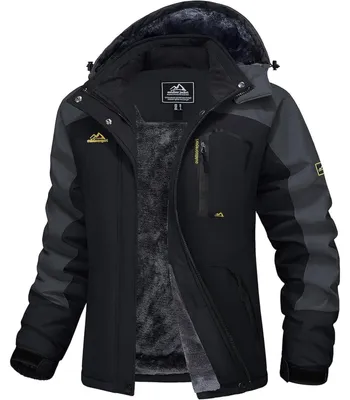 Immagine prodotto di Giacca invernale da donna, giacca da sci con fodera in pile, parka impermeabile e antivento, colore: nero, grigio