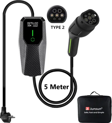 Image de Câble de recharge de type 2 Schuko 3,5 kW 1 phase 6 A/8 A/10 A/13 A/16 A EV UE Mobile Wallbox Câble de recharge portable pour véhicules électriques 4 m