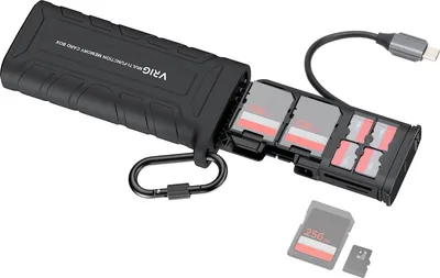 Obrázek produktu pro A0142 Čtečka paměťových karet 2 v 1 Úložný box 312 MB/s Vysokorychlostní čtečka karet SD/TF Pouzdro na přenášení Vodotěsné Nárazuvzdorné s karabinou s konektorem Type-C