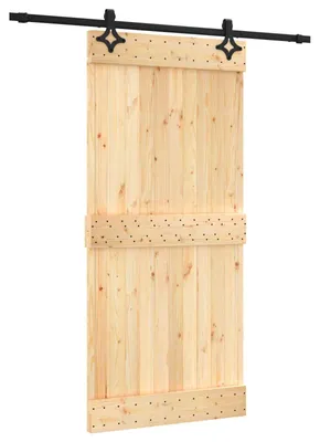 Image de Porte coulissante Naturel et noir 95 x 210 cm