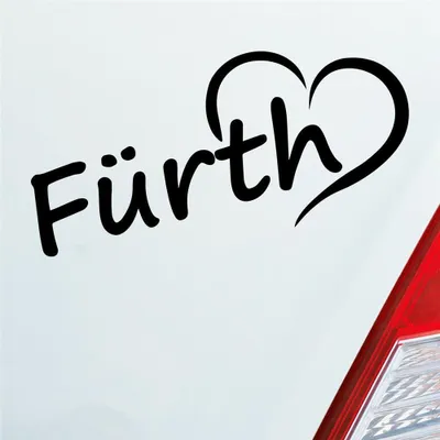 Produktbild von Auto Aufkleber Fürth Herz Stadt City Liebe Love Heimat 17x8 cm Schwarz Matt Sticker Heckscheibenaufkleber