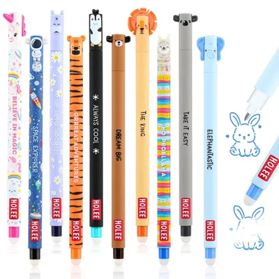 Image de Lot de 10 stylos gel effaçables à encre bleue