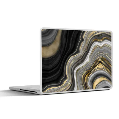 Produktbild von MuchoWow® Laptop Aufkleber Sticker Cover Marmor - Stein - Achat - Schwarz und Gold 32.5x23.5 cm - Sticker für Laptop - Selbstklebend