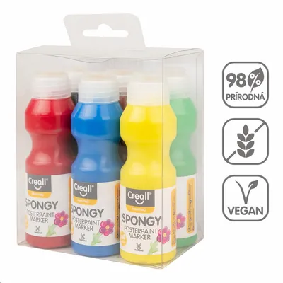 Produktbild von Creall Spongy Temperafarben-Set mit Schwamm-Applikator – 6 × 70 ml