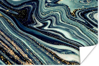 Produktbild von MuchoWow® Poster Marmor - Gold - Blau - Glitter - Marmoroptik - Abstrakt 120x80 cm - Bilder