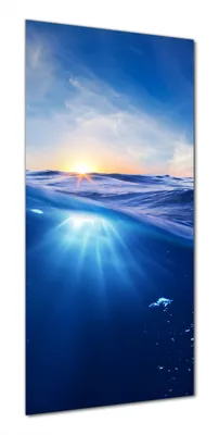 Produktbild von Wallario selbstklebende Duschrückwand 70 x 200 cm mit Motiv Wellen im Meer bei Sonnenuntergang - Wandverkleidung mit Hochglanzlaminat in Glasoptik