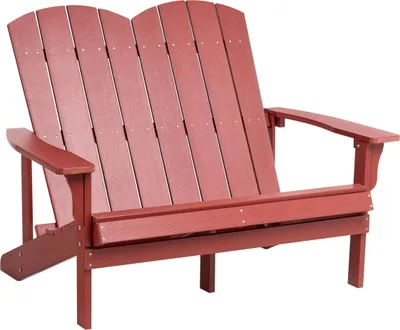 Produktbild von BELIANI 2-Sitzer Gartenbank Rot Kunstholz 125 cm Breite Armlehnen Holzoptik Niedrige Sitzhöhe Muskoka Adirondack Stil Terrasse Outdoor Sitzbank