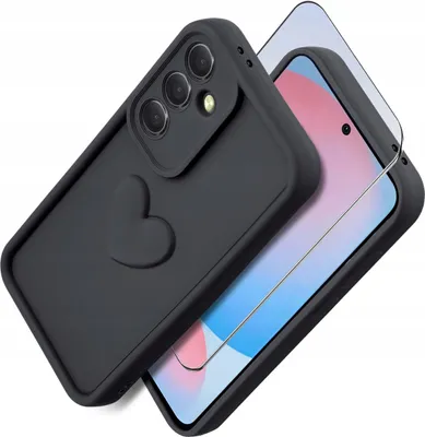 Produktbild von Etui für Samsung A56 5G aus mattem Silikon mit Herz + 9H-Schutzglas