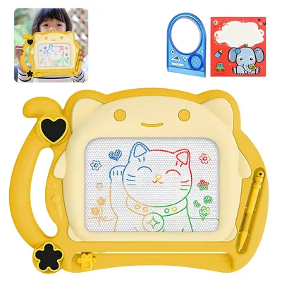 Produktbild von Graffiti-Zeichenbrett, magnetisches Zeichenbrett für Kinder in Farbe,, vier Farbbereiche, abgerundetes Design, e Zeichenwerkzeuge, gelb