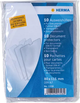 Zdjęcie produktu dla HERMA 1328 Etui na karty identyfikacyjne HERMA, PP, pojedyncze, 80 x 115 mm, małe opakowanie