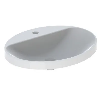 Zdjęcie produktu dla Geberit VariForm owalna umywalka do zabudowy, 600 x 480 mm, z otworem na baterię, bez przelewu, biała