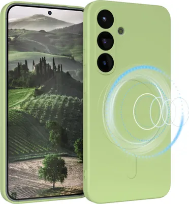 Produktbild von EAZY CASE - Silikonhülle magnetisch für Samsung Galaxy S25, Hülle Silikon, weich stoßfeste Magnet Handyhülle, Schutzhülle mit Kameraschutz, TPU Bumper in Grün