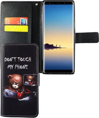 Produktbild von Handyhülle Tasche für Handy Samsung Galaxy Note 8 Schriftzug Bär mit Kettensäge