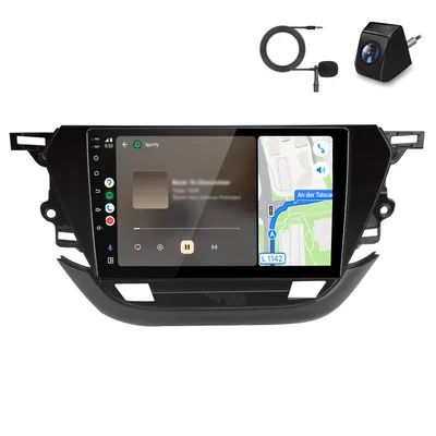 Image de Autoradio 2+64 Go avec caméra et microphone, compatible avec les modèles Opel Corsa F de 2019 à 2023, intégrant Carplay, Android Auto, GPS, Wi-Fi, Bluetooth, DAB+RDS etau volant (SWC), écran de 9 pouces