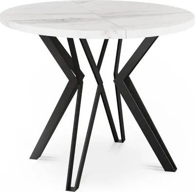 Produktbild von All4All runder Tisch Kate , Esstisch , Esszimmertisch , Metallbeine , Industriestil , moderne Beine , 100 bis 176/76cm , 27 , Marmor Bianco