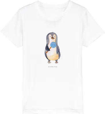 Produktbild von Mr. & Mrs. Panda Kleinkinder T-Shirt Pinguin Lolli 9-11 Jahre (134/146) - Weiß - Geschenk, Shirts für Kinder, Kleinkind, Pinguine, Naschen, Heißhunger, Teenager, Spruch