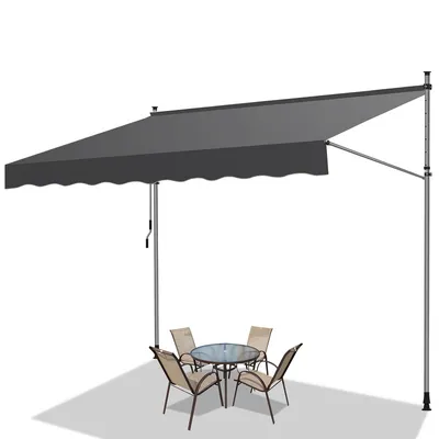 Obrázek produktu pro TolleTour Klemmmarkise 400x120cm Markýza Výškově nastavitelná balkonová markýza s ruční klikou Ochrana před sluncem bez vrtání pro terasu a balkon Šedá
