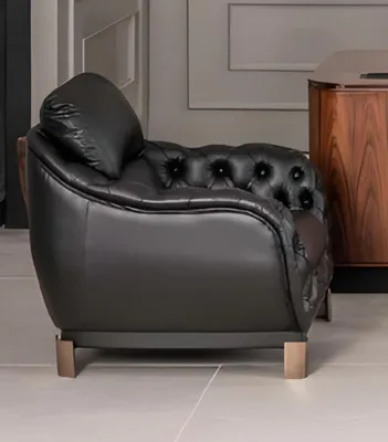 Zdjęcie produktu dla Designerskie skórzane krzesło do jadalni krzesło biurowe klasyczny czarny fotel krzesło