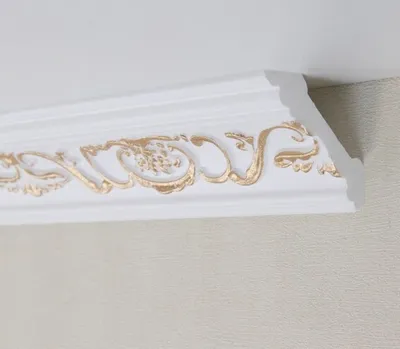 Produktbild von PROVISTON | Stuckleiste | Polystyrol | 53 x 53 x 2000 mm | Weiß Gold | Deckenleiste