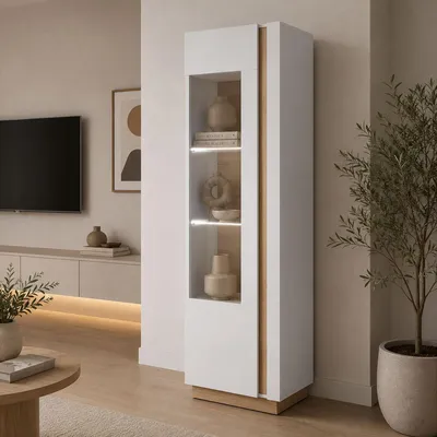 Produktbild von Katito - Vitrine, 60x40x194h cm Weiß Hochglanz, 3 Regale