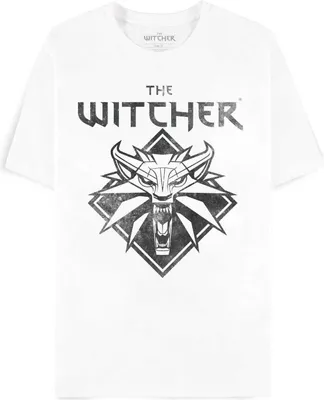 Produktbild von The Witcher T-Shirt Herren Wolf Logo weiß Fan-Merch, Gaming 100% Baumwolle M