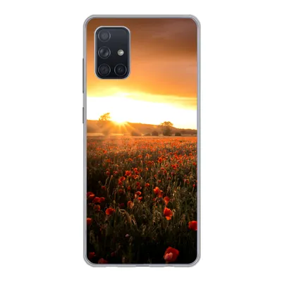 Produktbild von MuchoWow® Handyhülle Schutzhülle Hülle für Samsung Galaxy A51 5G Sonnenuntergang über den Mohnblumen in England Silikon Softcase Handy Hülle - Abbildung