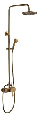 Retro-Duschkolom mit 20 cm Kopf, Handbrause, Messing Goldoptik