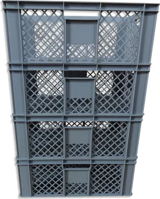 Produktbild von 4x Bäckerkiste Brötchenbox Brotbehälter Konditorenbox Stapelbox Gitterbox EURO-Norm 23 cm grau (4xBK 23 grau)