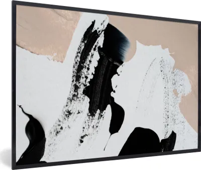 Produktbild von MuchoWow® Gerahmtes Poster Schwarz - Abstrakt - Design 90x60 cm - Poster mit Schwarzem Bilderrahmen Wandposter Rahmen Foto Bilder - Fotorahmen - Foto-Plakat