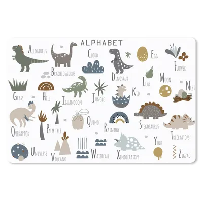 Produktbild von MuchoWow® Schreibtischunterlage Kinderzimmer - Buchstaben - Dinosaurier - Jungen - Mädchen - Kinder 60x40 cm - XXL Mauspad - Großes Mauspad
